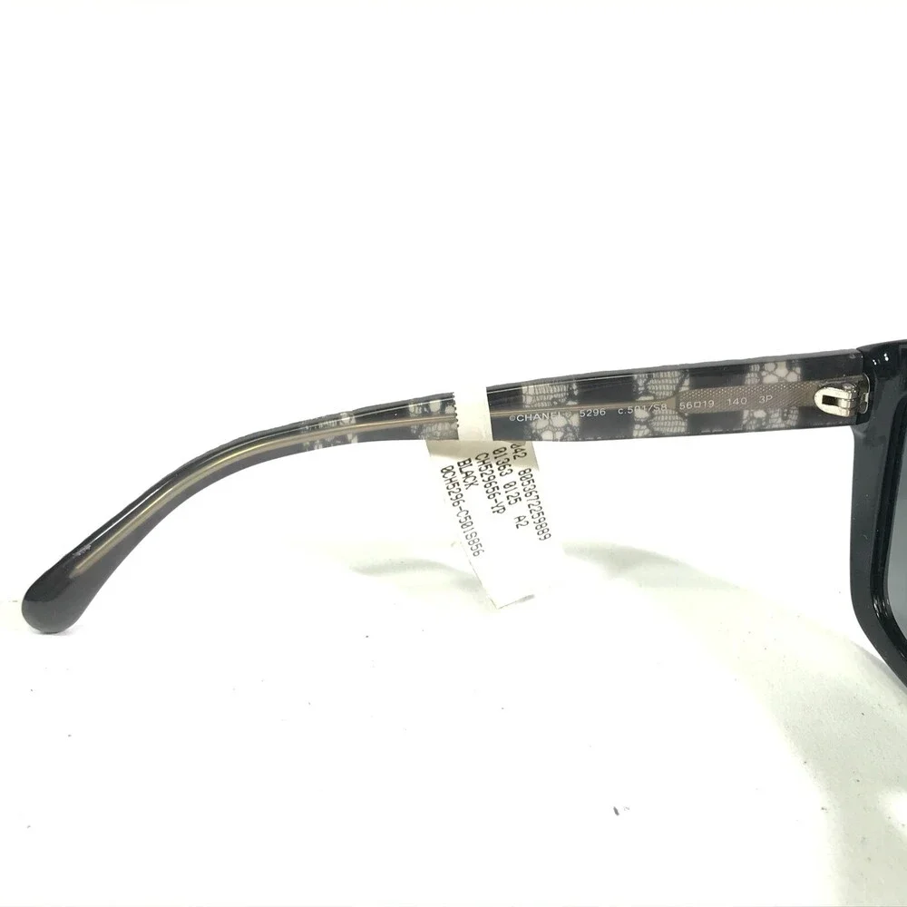 Chanel Sunglasses 5296 c.501/S8 Black Clear Lace Frames w/ Gray Polarized Lenses